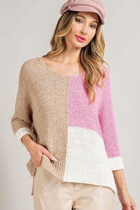 Colorblock Knit Sweater - Striped Pineapple Boutique