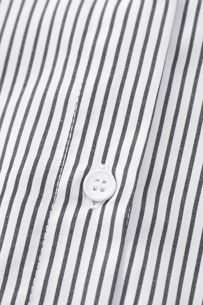 Smocked Cuff Striped Boyfriend Shirt