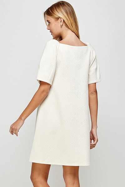 Textured Bubble Sleeve Dress