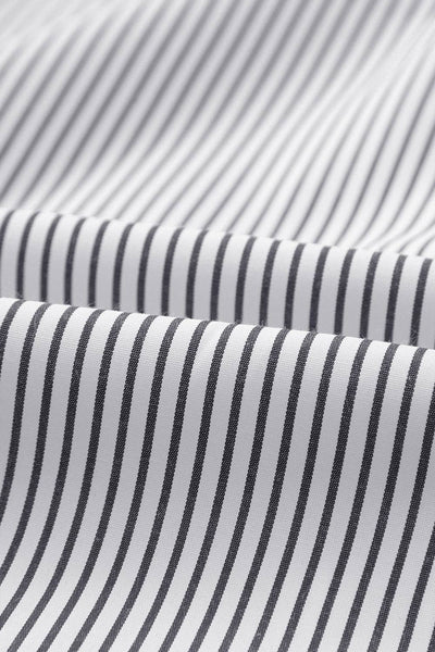 Smocked Cuff Striped Boyfriend Shirt