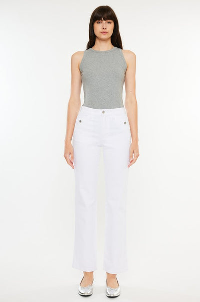 White High Rise True Straight Jean