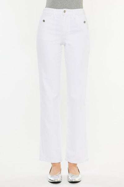 White High Rise True Straight Jean