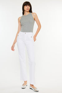 White High Rise True Straight Jean