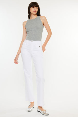White High Rise True Straight Jean