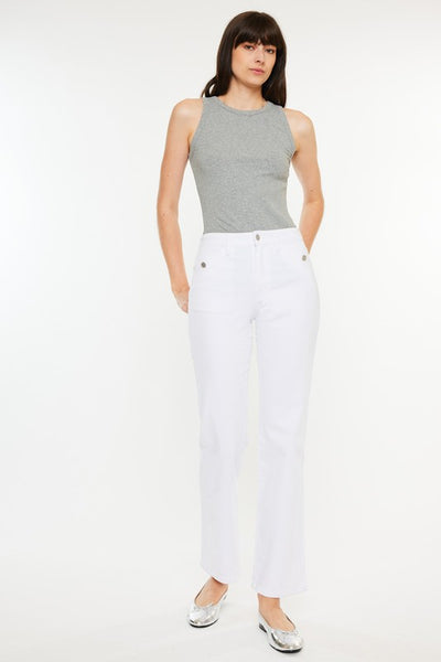 White High Rise True Straight Jean