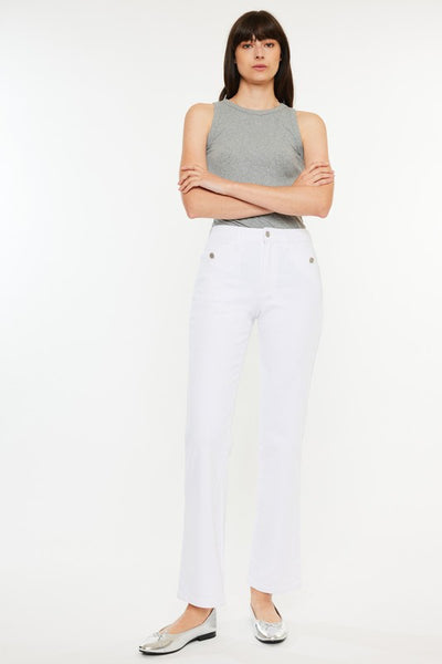 White High Rise True Straight Jean