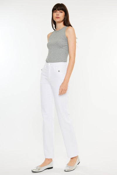 White High Rise True Straight Jean