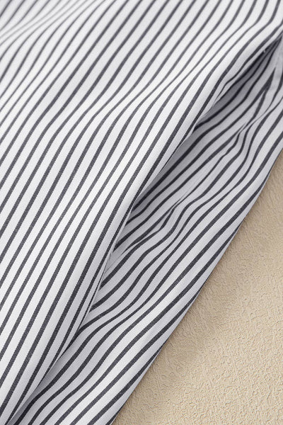 Smocked Cuff Striped Boyfriend Shirt