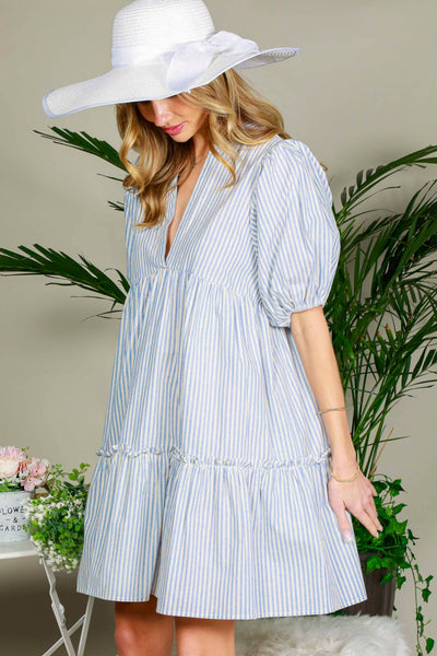 Tiered Striped Mini Dress