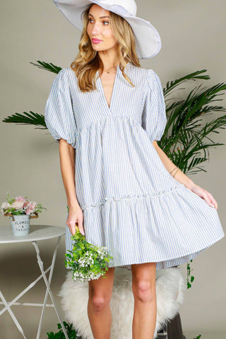 Tiered Striped Mini Dress