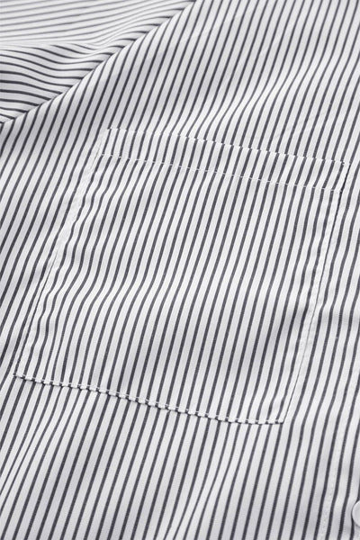 Smocked Cuff Striped Boyfriend Shirt