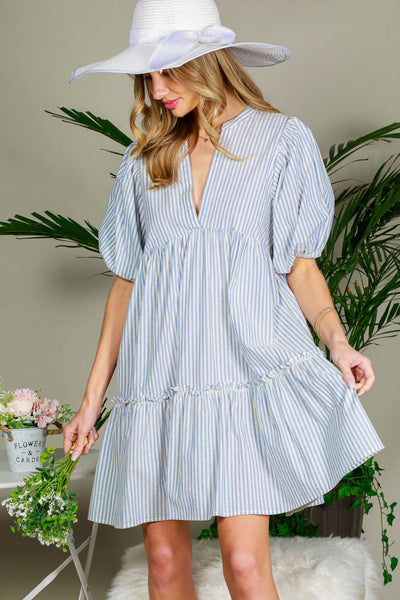 Tiered Striped Mini Dress