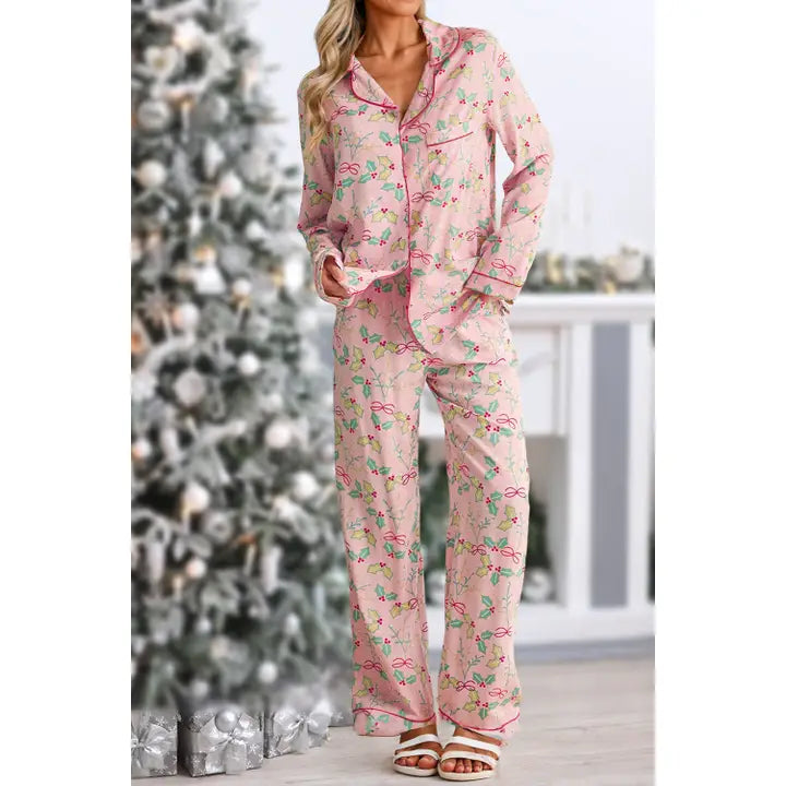 Pink Holly Pajamas Set