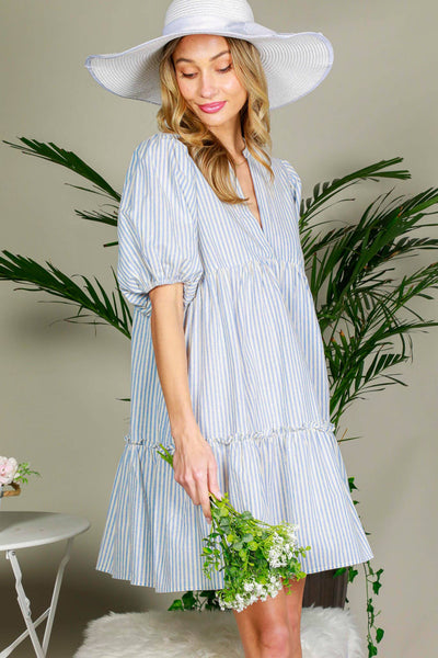 Tiered Striped Mini Dress