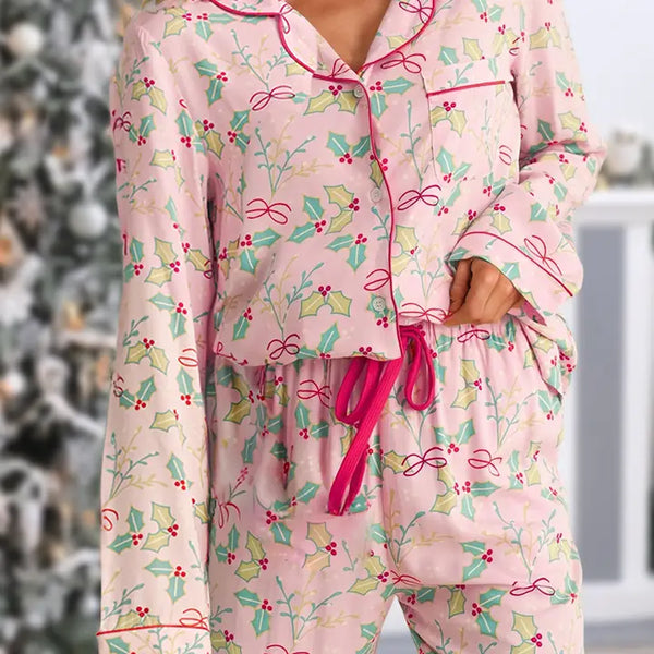 Pink Holly Pajamas Set