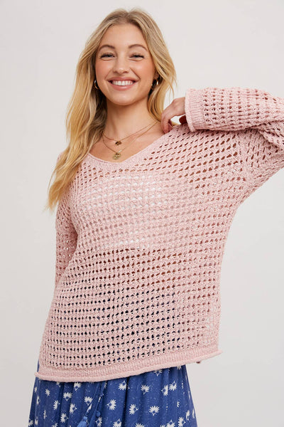 Open Knit Blush Sweater