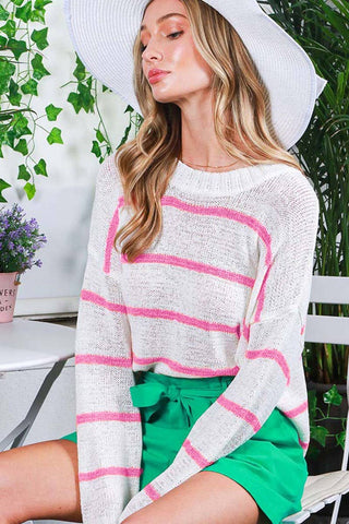 Lightweight Striped Knit Sweater