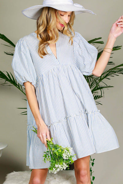 Tiered Striped Mini Dress