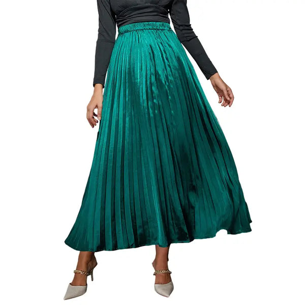 Satin Pleated Maxi Skirt