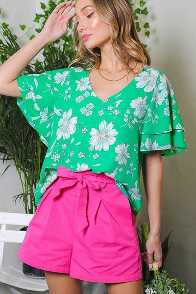 High Waist Tie Shorts - Striped Pineapple Boutique