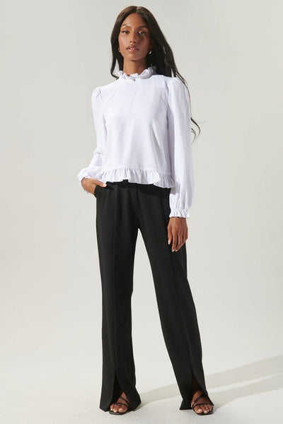 Into You Ruffle Trim Top - Striped Pineapple Boutique