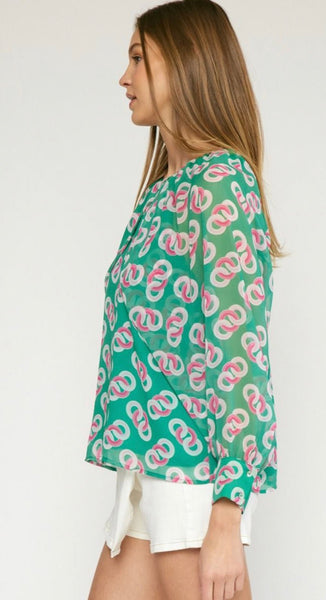 On the Links Blouse - Striped Pineapple Boutique