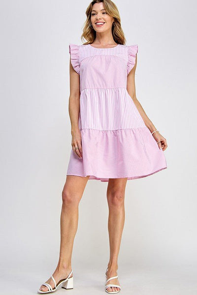 Striped Cap Sleeve Dress - Striped Pineapple Boutique