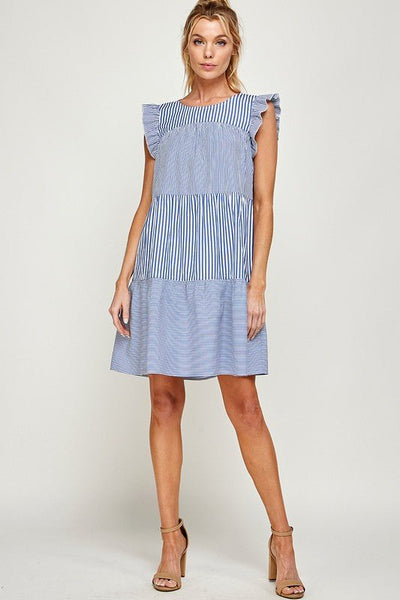 Striped Cap Sleeve Dress - Striped Pineapple Boutique