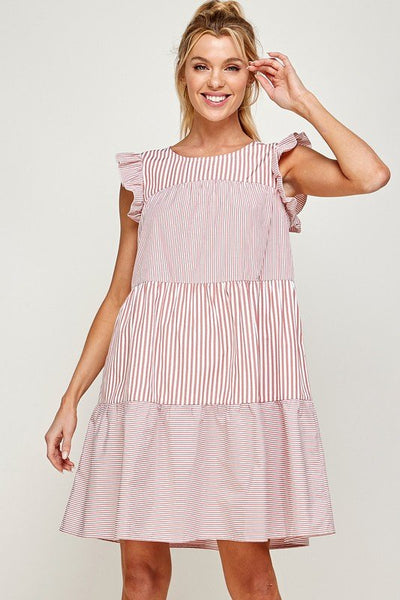 Striped Cap Sleeve Dress - Striped Pineapple Boutique
