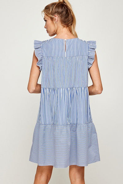 Striped Cap Sleeve Dress - Striped Pineapple Boutique