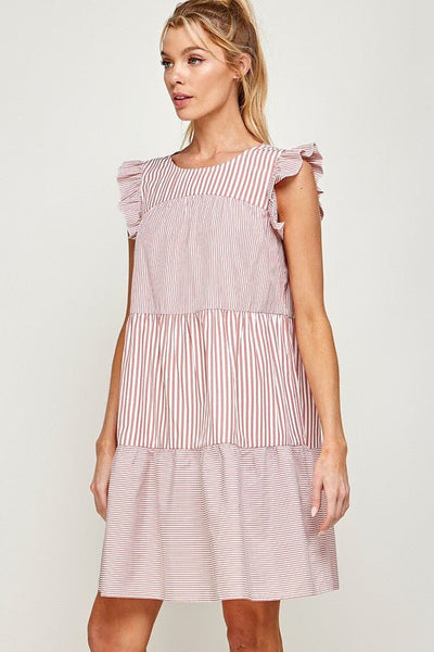 Striped Cap Sleeve Dress - Striped Pineapple Boutique