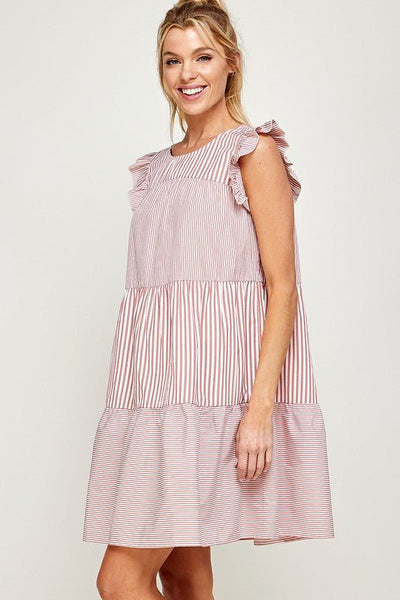 Striped Cap Sleeve Dress - Striped Pineapple Boutique