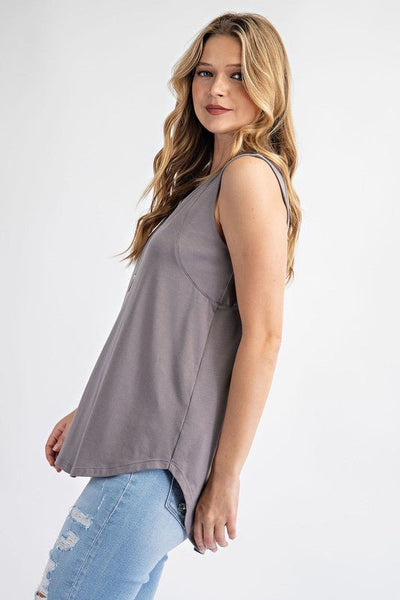 V Neck Sleeveless Top - Striped Pineapple Boutique